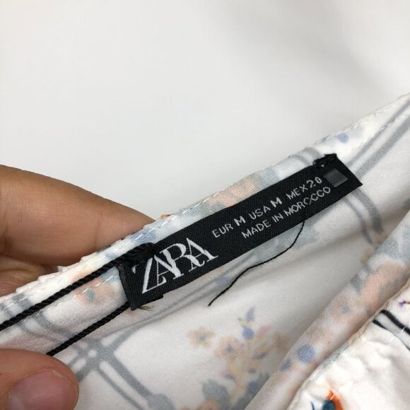 Zara white floral Blogger favourite plaid ruffle collar sleeveless midi dress M - Picture 6 of 16